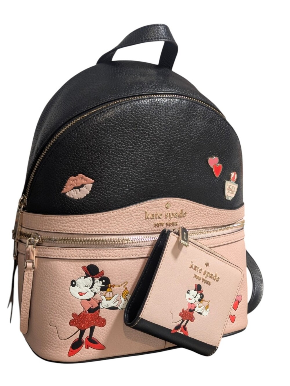 Kate Spade SET x Disney Minnie Mouse Medium Backpack & L Zip Bi-fold Wallet - Picture 2 of 16